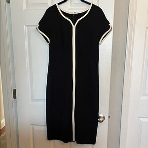 Talbots Black Dress with White Trim